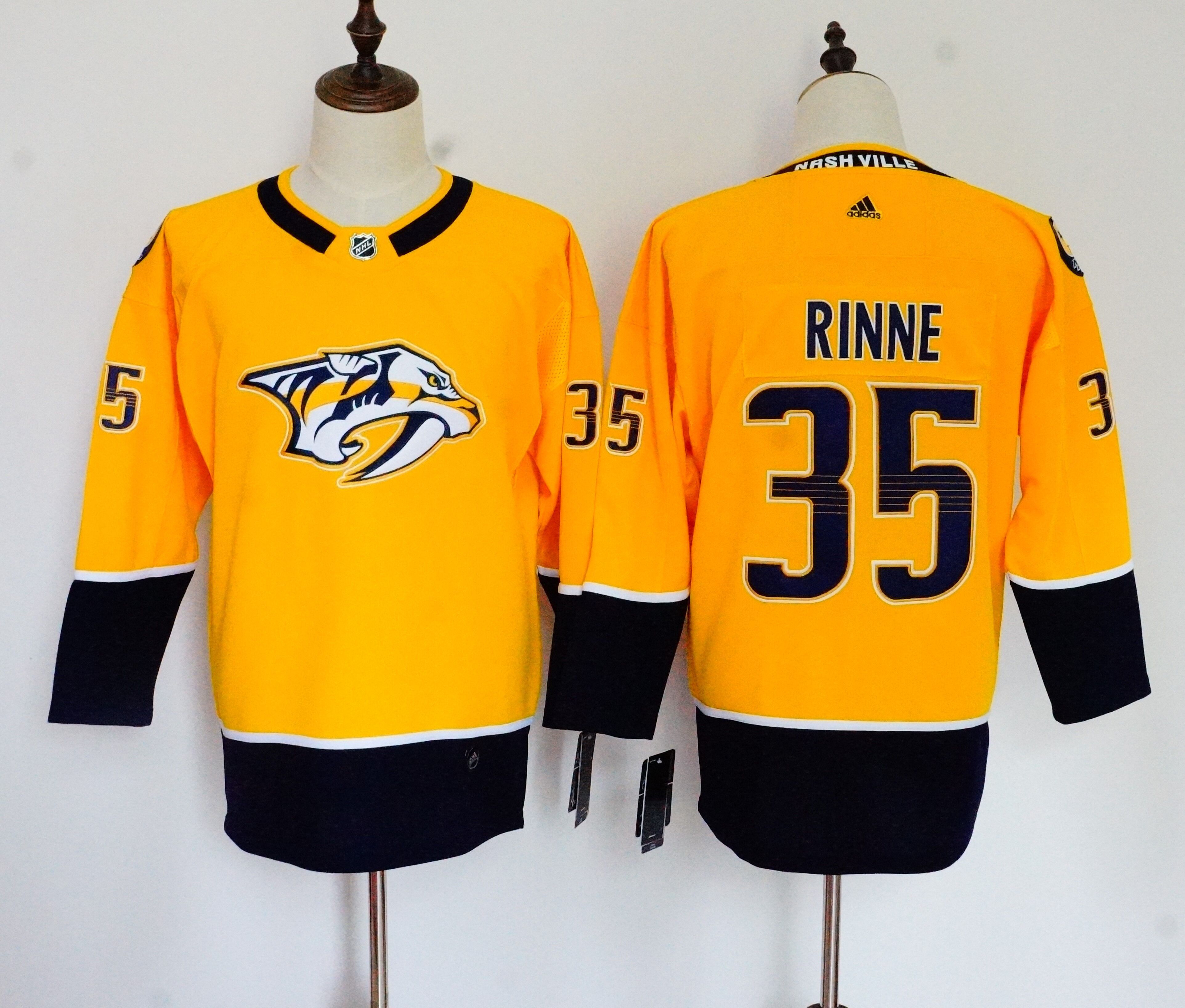 Women Nashville Predators 35 Rinne Yellow Hockey Stitched Adidas NHL Jerseys